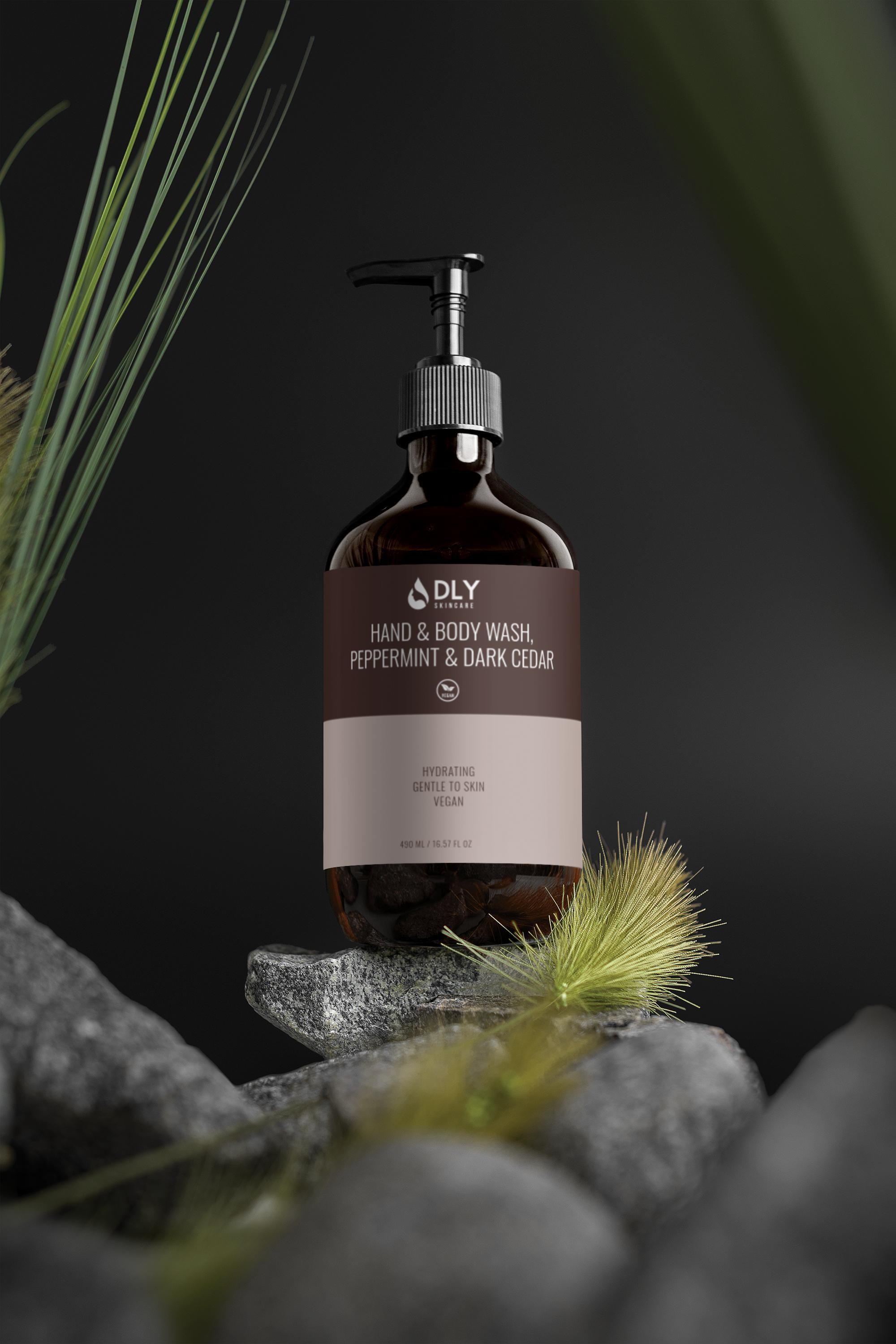 Hand & Body Wash, Peppermint & Dark Cedar